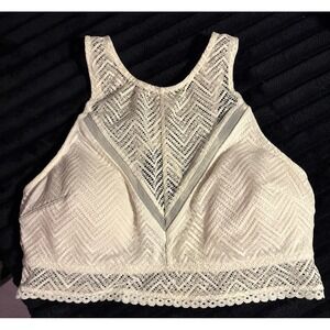 No Boundaries White Lace High Neck Bralette, Medium‎